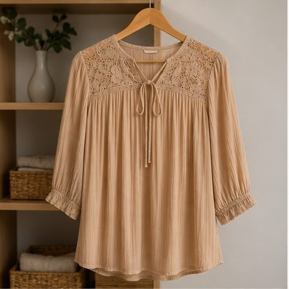 Rust Pleated Blouse - Picture 1 of 6